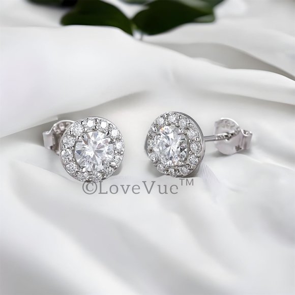 Certified 1ct. t.w. Diamond Round Halo Brilliant Cut Stud Earrings - Picture 3 of 16